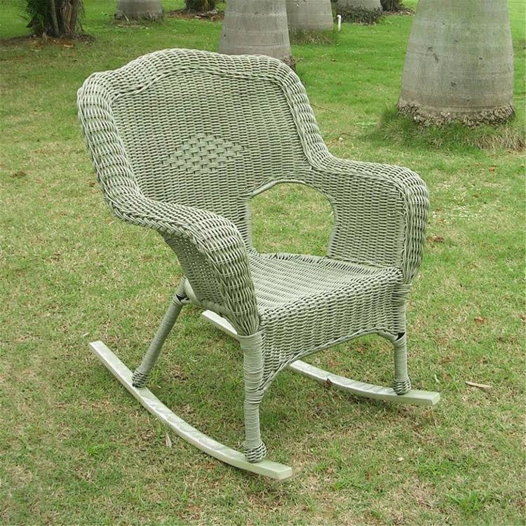 White Resin Wicker Rocker C763