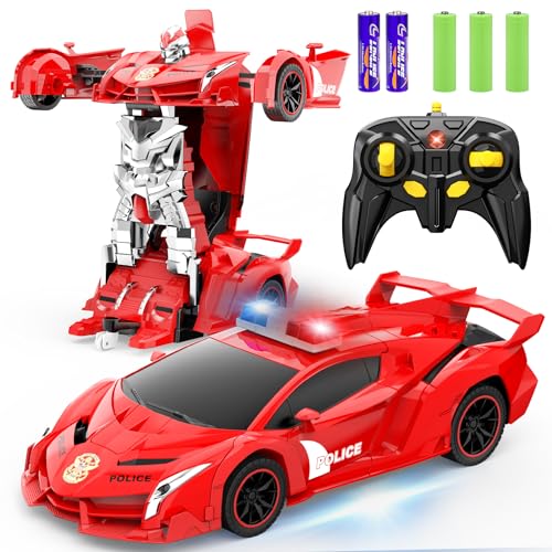 2.4Ghz 1:18 Scale Transforming Police Car Toy with Flashing Light H184029