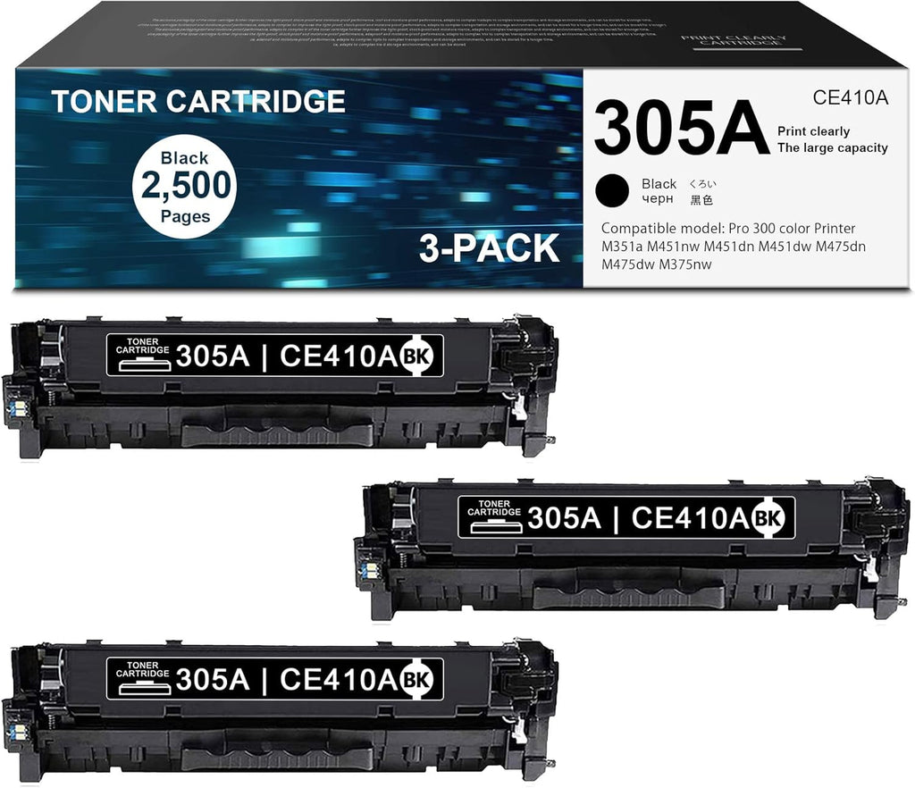 3 Pack Black Toner Cartridge for HP Printers K972177