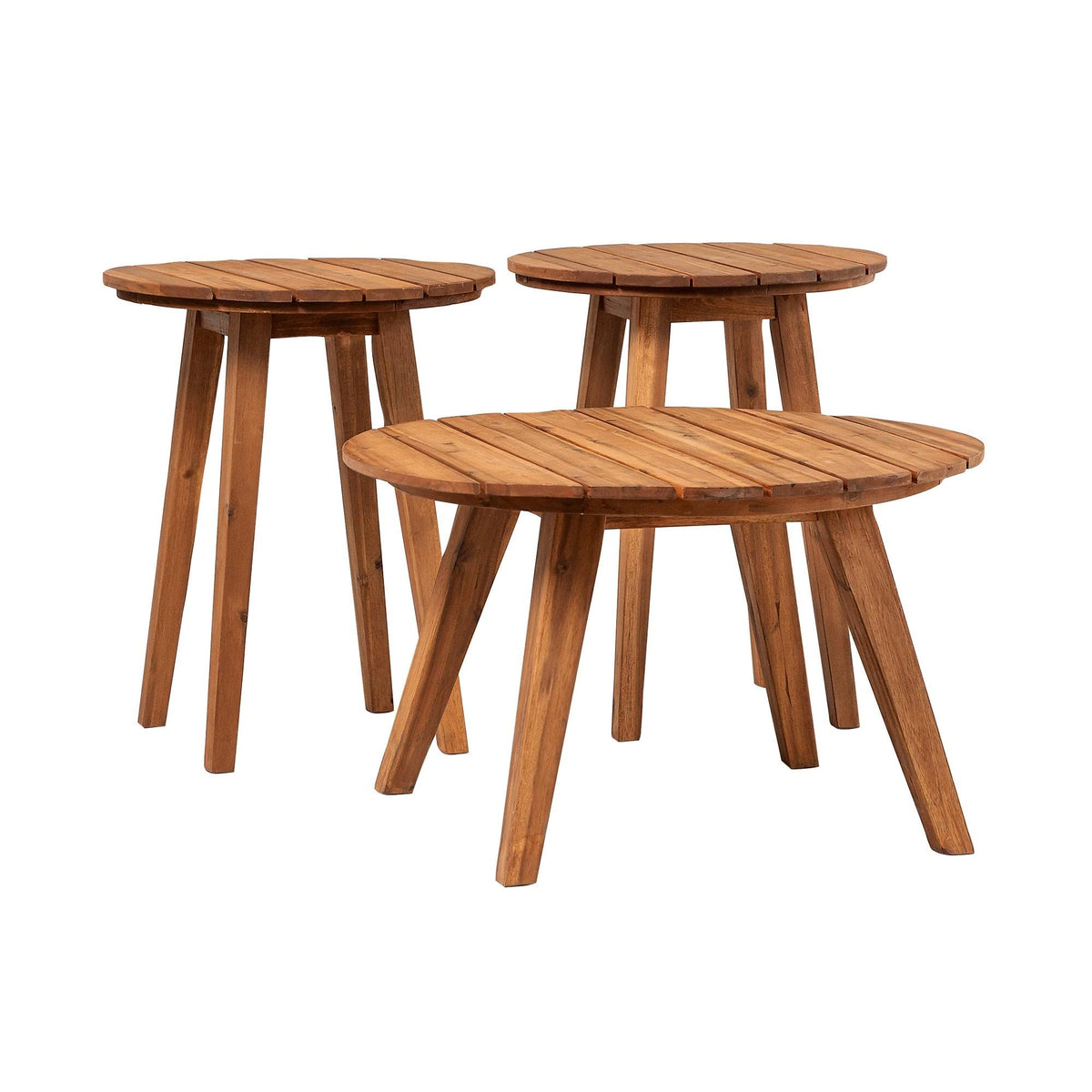 Acacia 3-Piece Round Patio Table Set Brown Q579543