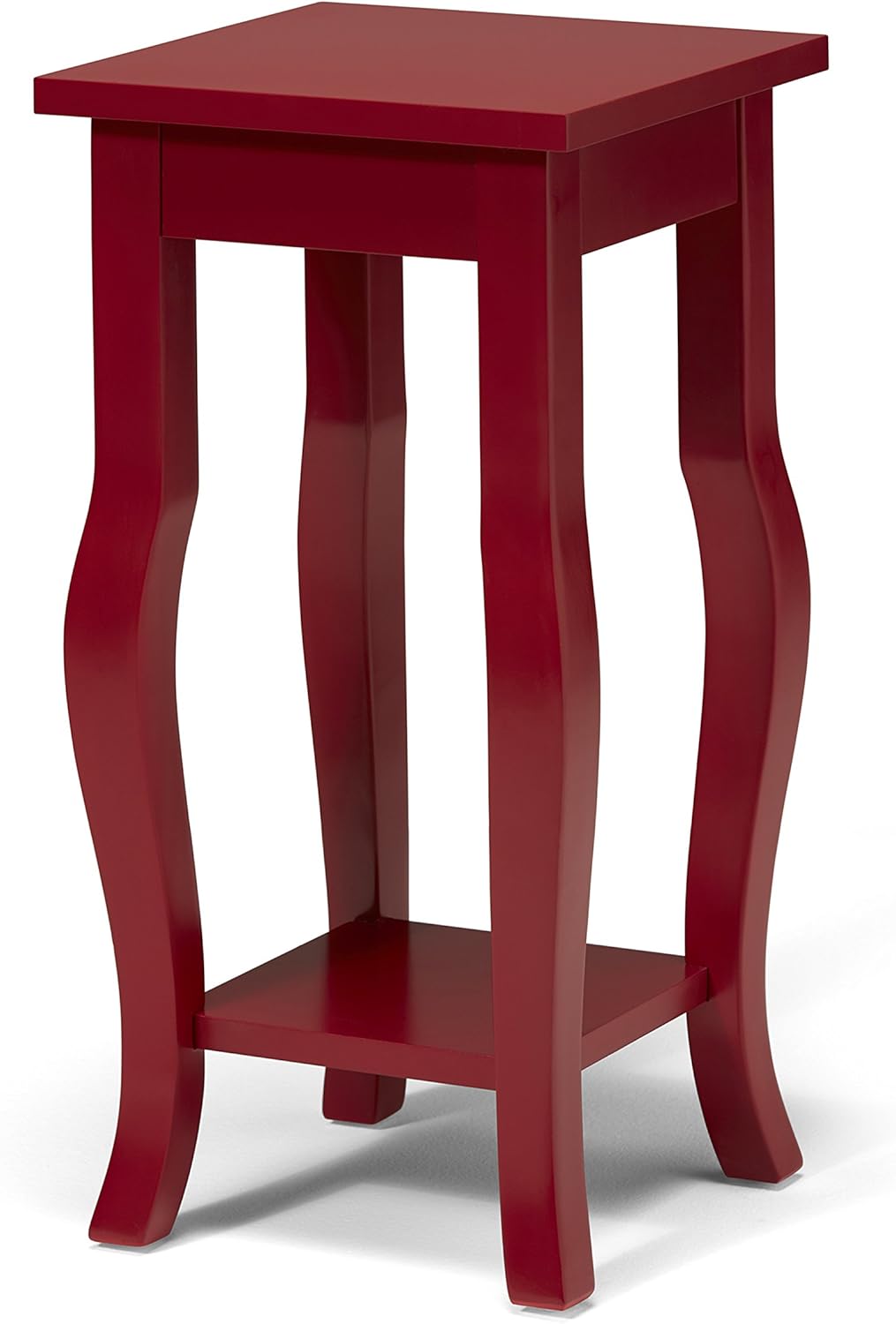 Black Wood Pedestal End Table with Display Shelf M594399