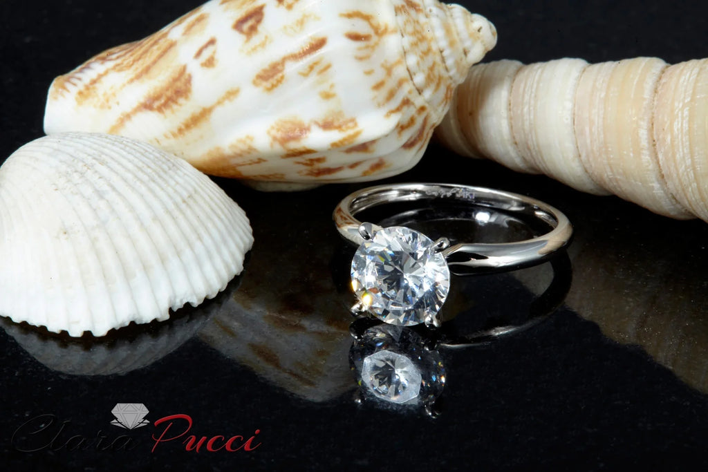 14K White Gold Solitaire Engagement Ring Y256