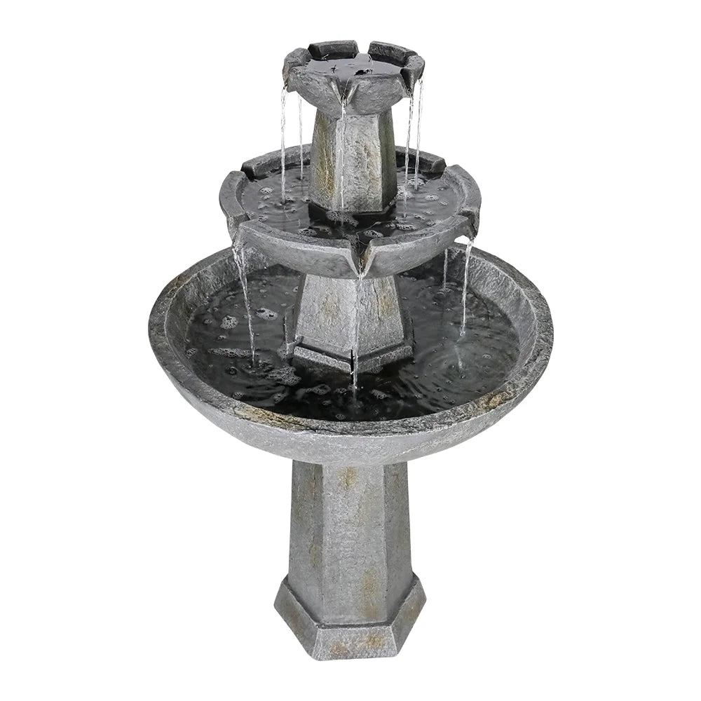 3 Tier Freestanding Waterfall Fountain with Bird Bath X90204