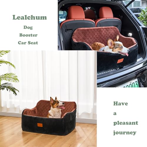 Large Dog Car Seat with Memory Foam Cushion and Storage Pockets (Black) I581