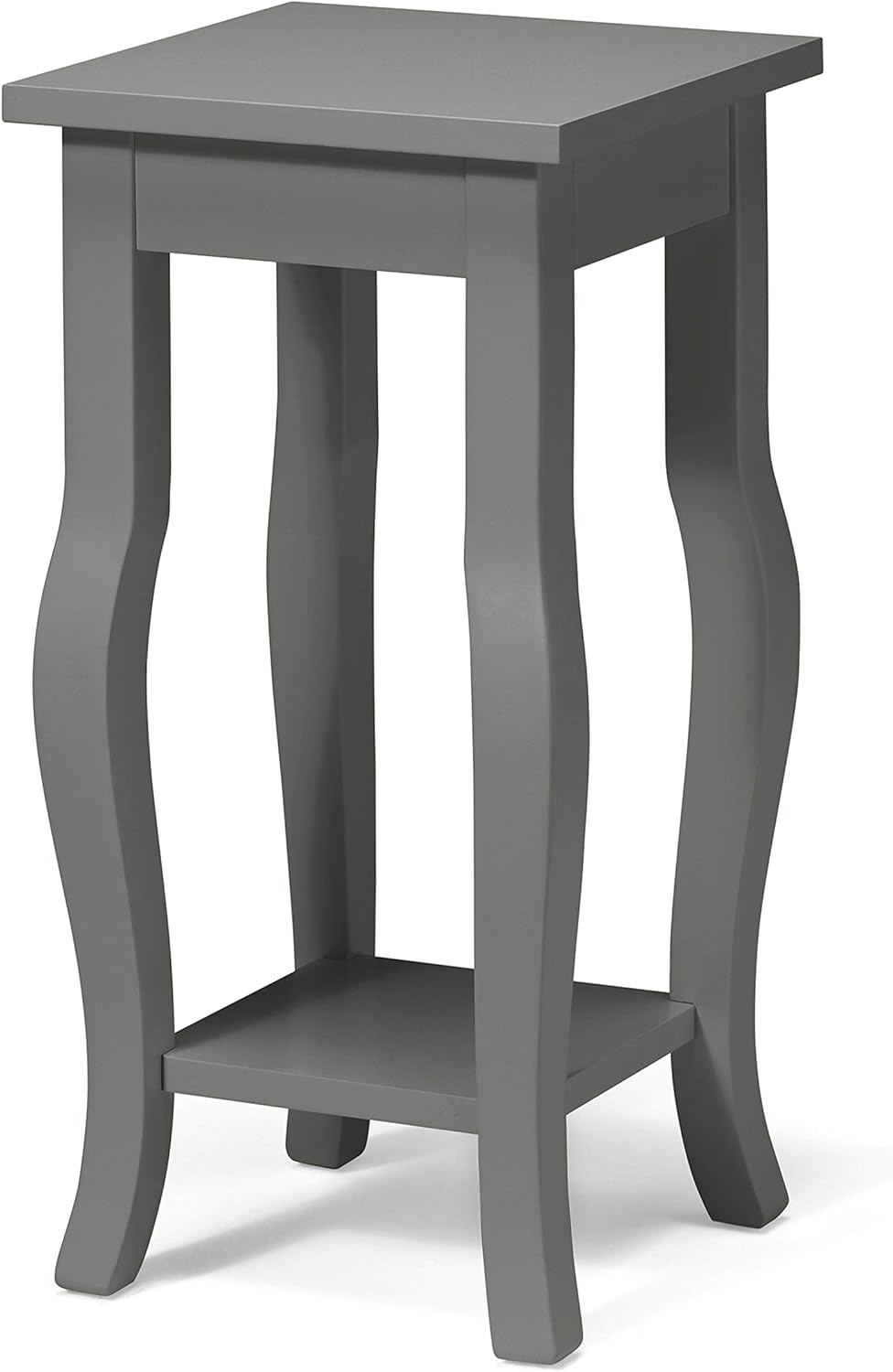 Black Wood Pedestal End Table with Display Shelf M594399