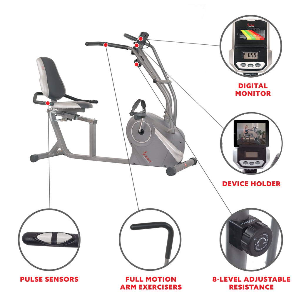 Magnetic Recumbent Bike with Arm Exercisers I43381
