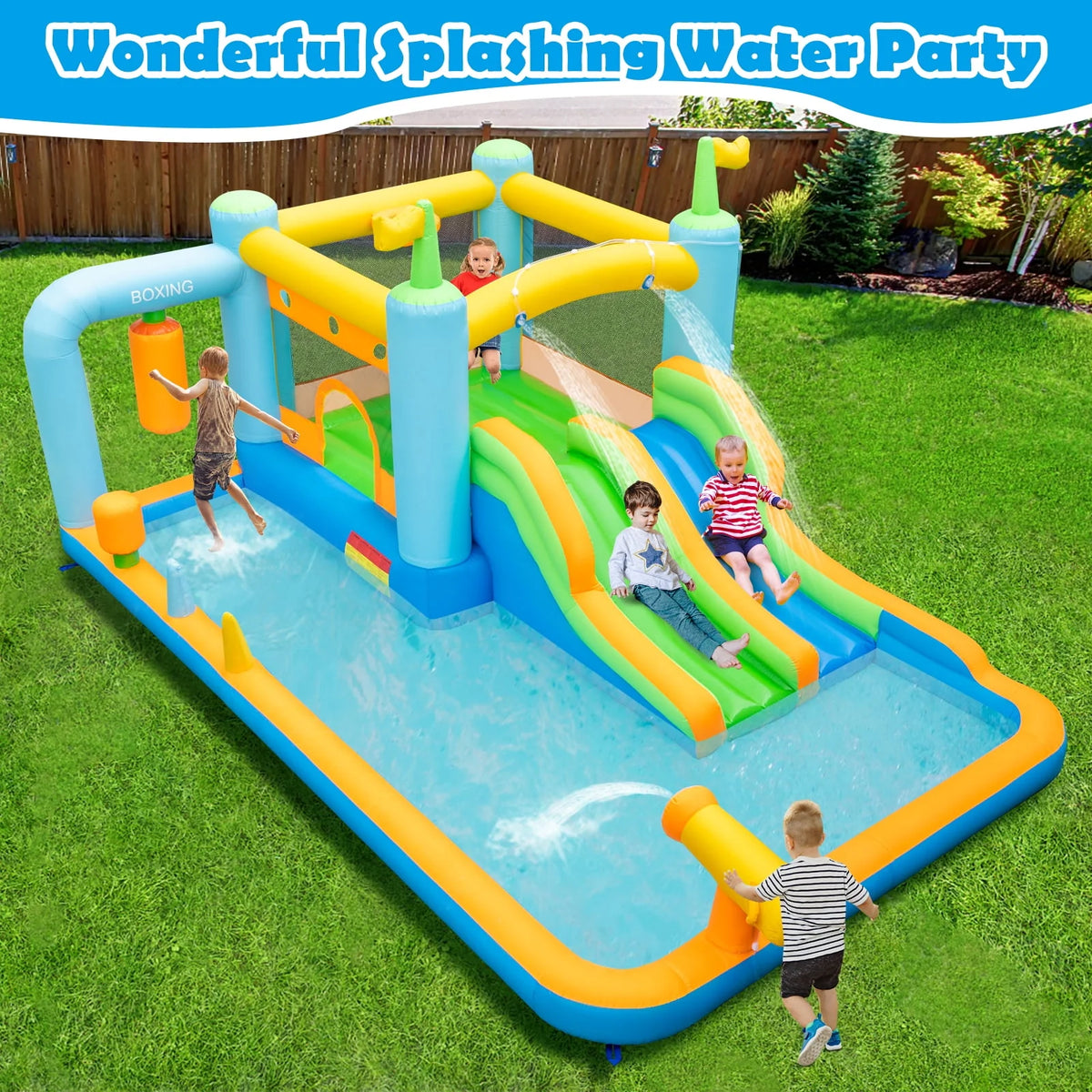 Inflatable Water Slide Park with Double Slides Splash Pool N275034