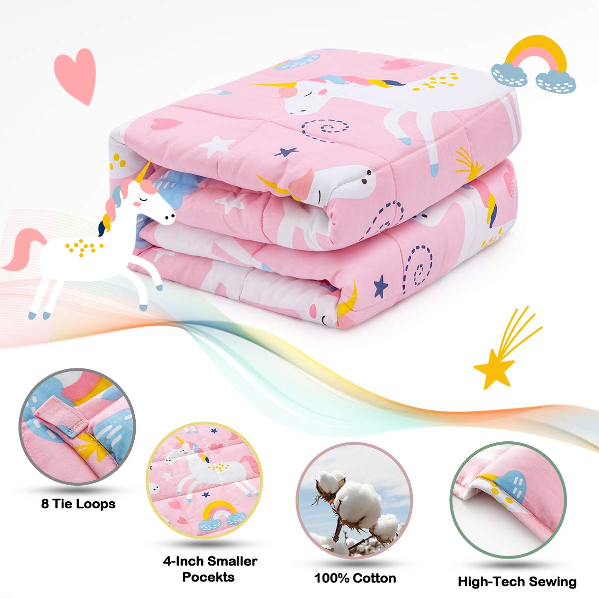 Pink Unicorn 100% Natural Cotton Weighted Blanket R96749
