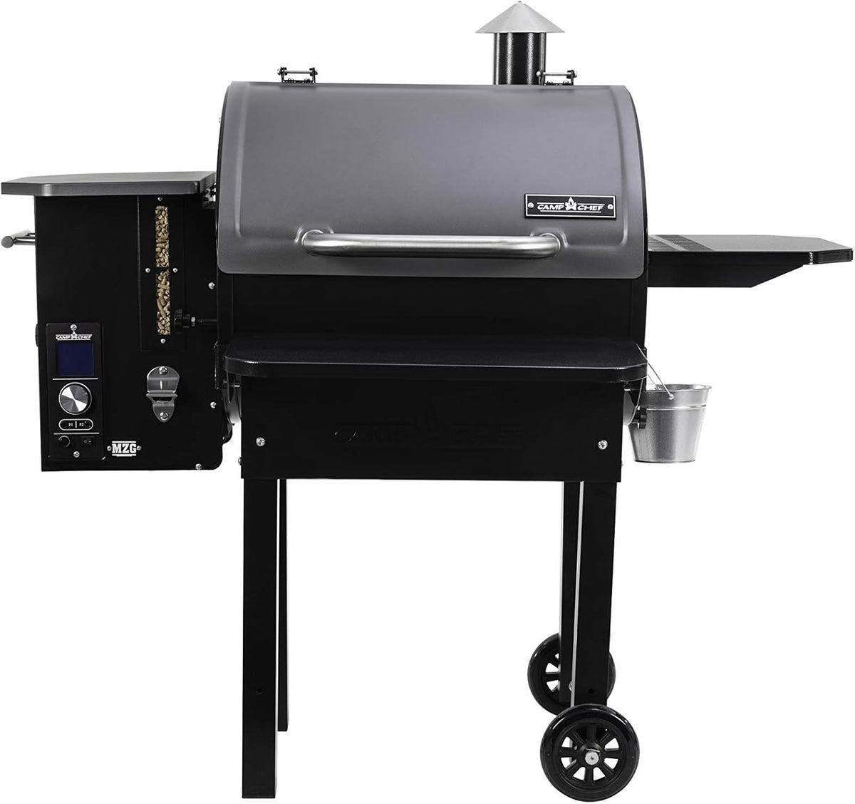 Black Wood Pellet Grill with Fold Down Front Shelf B1173