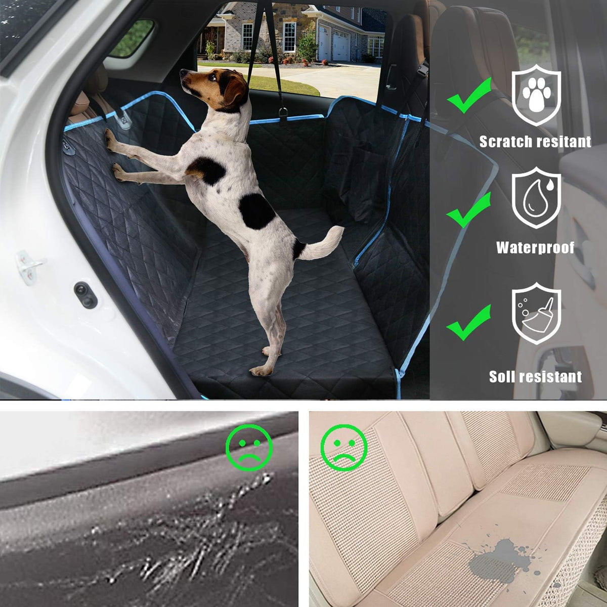 Waterproof Dog Car Seat Cover with Storage Pockets, Pack of 2 P563
