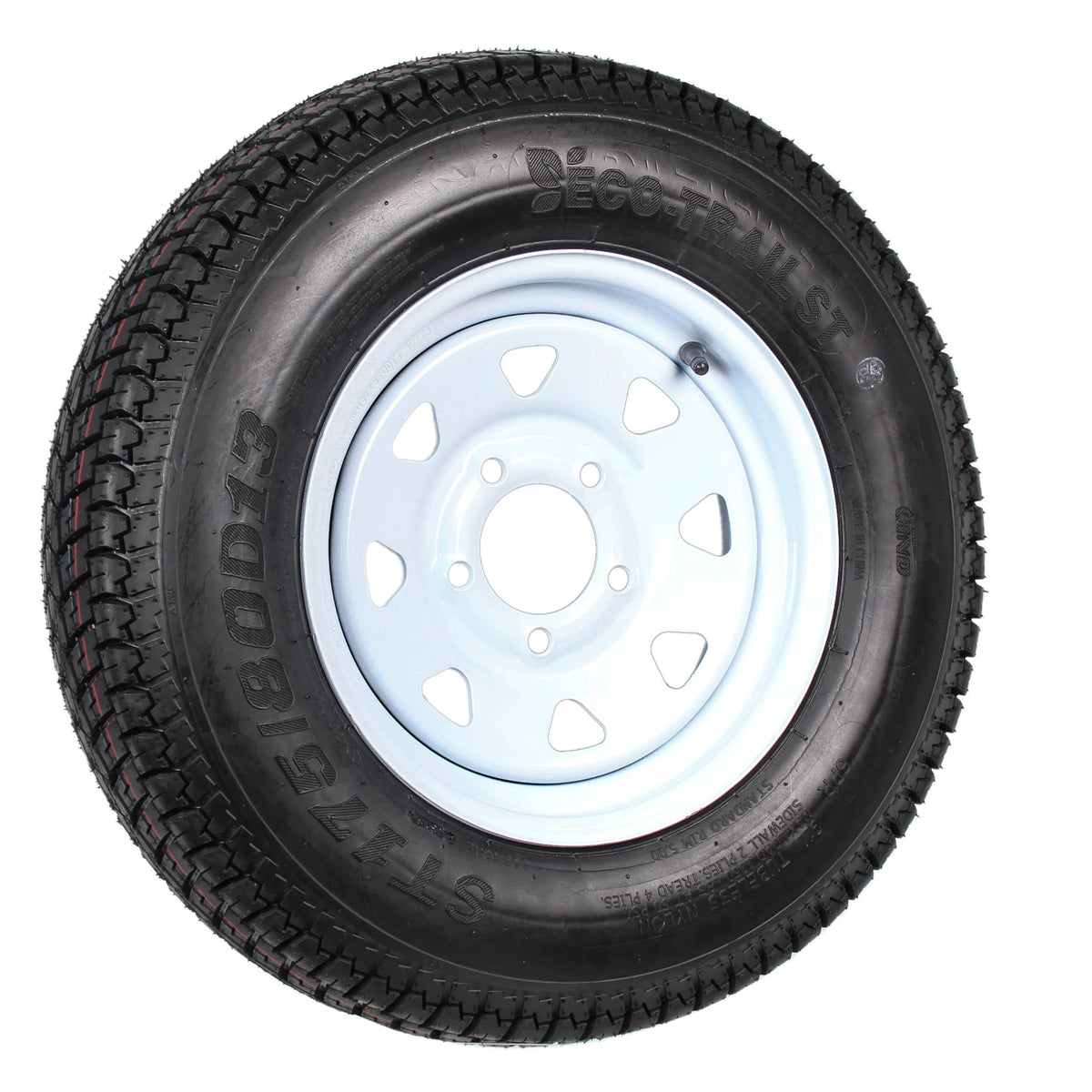 2-Pk Trailer Tires Rims ST175/80D13 5 Lug White Spoke Wheel X13938