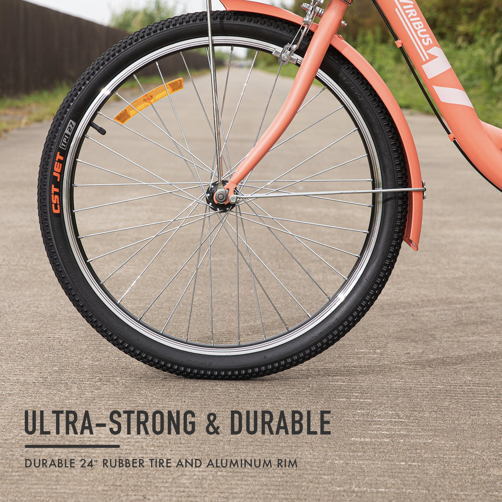 26Inch Single Speed Adult Tricycle 3 Wheel Cruiser Bike with Removable Wheeled Basket V9568