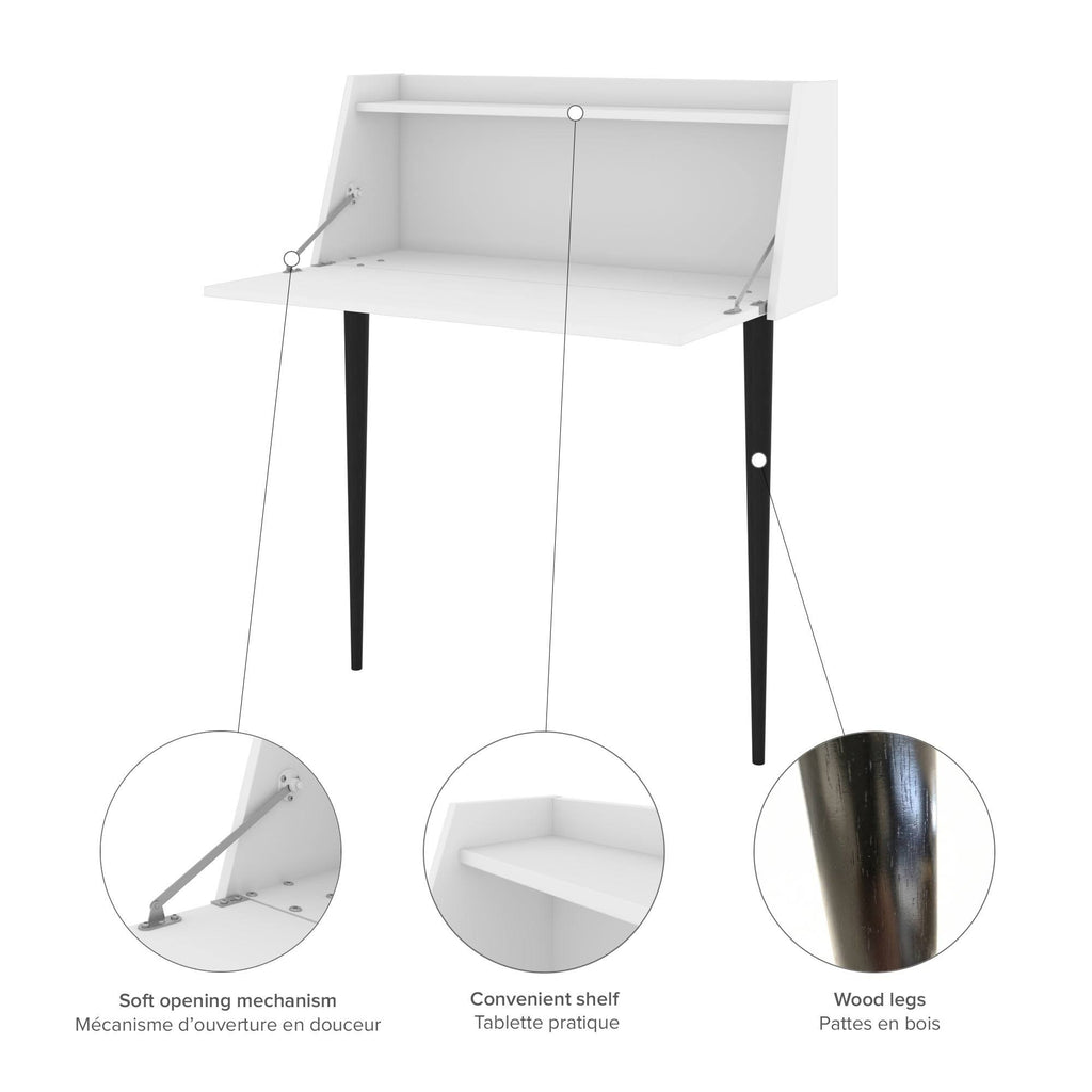 Secretary Desk in White and Bark Grey C4188