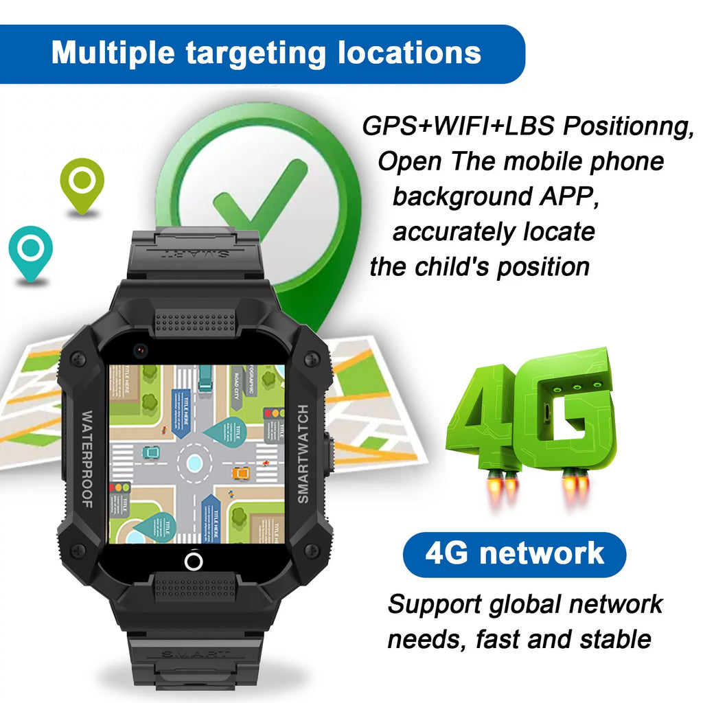 Black Kids Smart Watch with 4G SIM GPS D5433