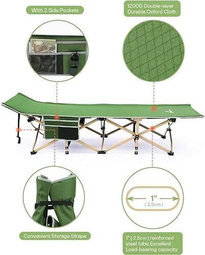 Camping Cot with Mattress Max Load 450 LBS Heavy Duty Portable Folding Bed P57710