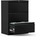 Black 3 Drawer Metal Steel Lateral File Cabinet with Lock K570632