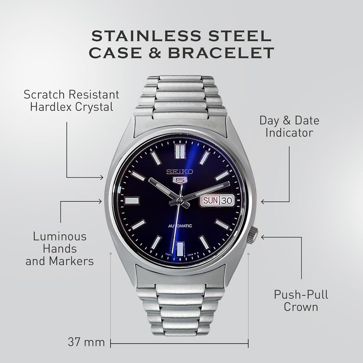Automatic Watch with Blue Dial, Stainless Steel Case & Bracelet K15238