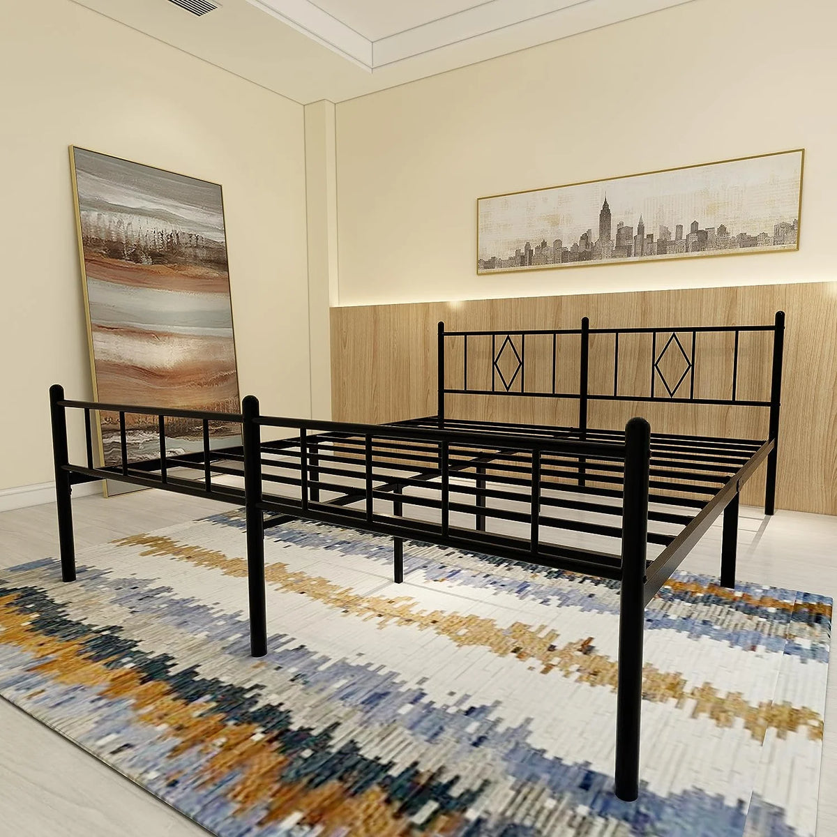 14 Inch Cal King Metal Bed Frame with Headboard and Footboard O825376