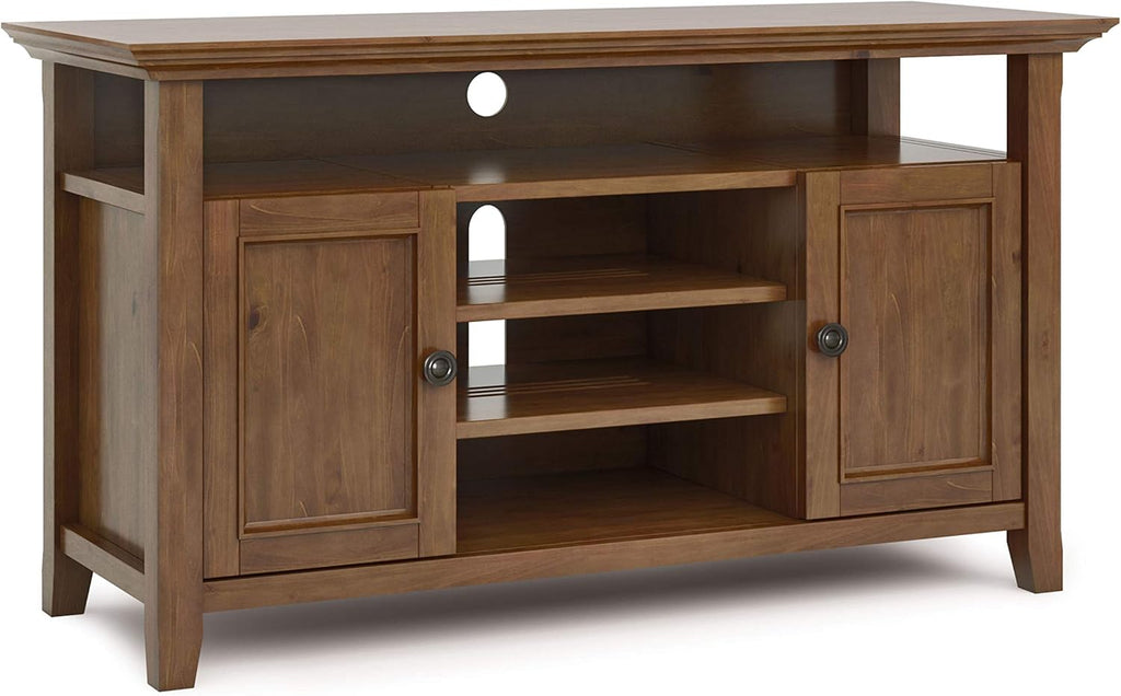 Solid Wood TV Media Stand with Storage Cabinet and Shelves X676