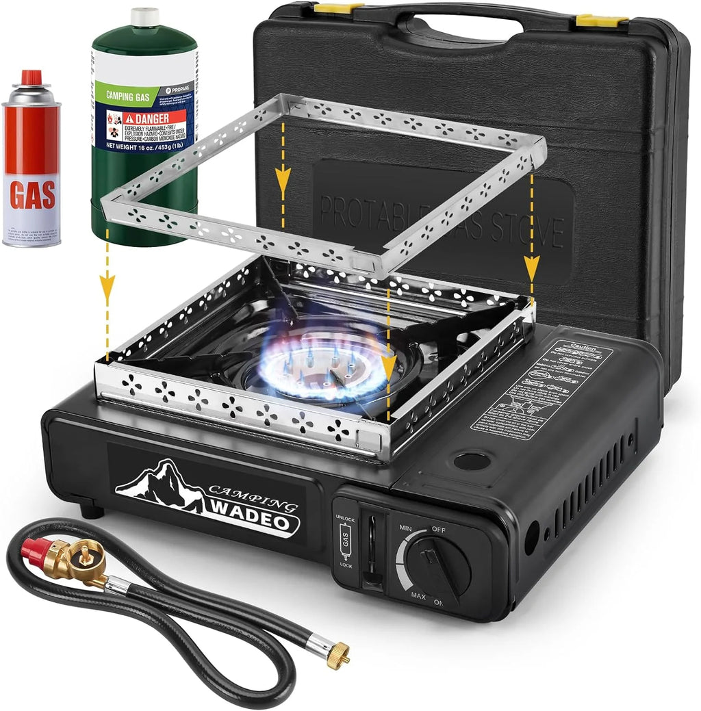 Portable Dual Fuel Camping Stove with Propane Regulator Hose O55328