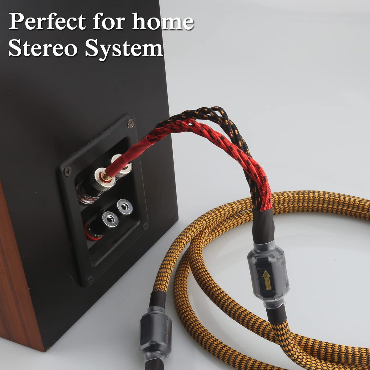 OFC Audiophile Speaker Cable with 8 Banana Plugs, 9.89ft 3m Nylon Braid A773
