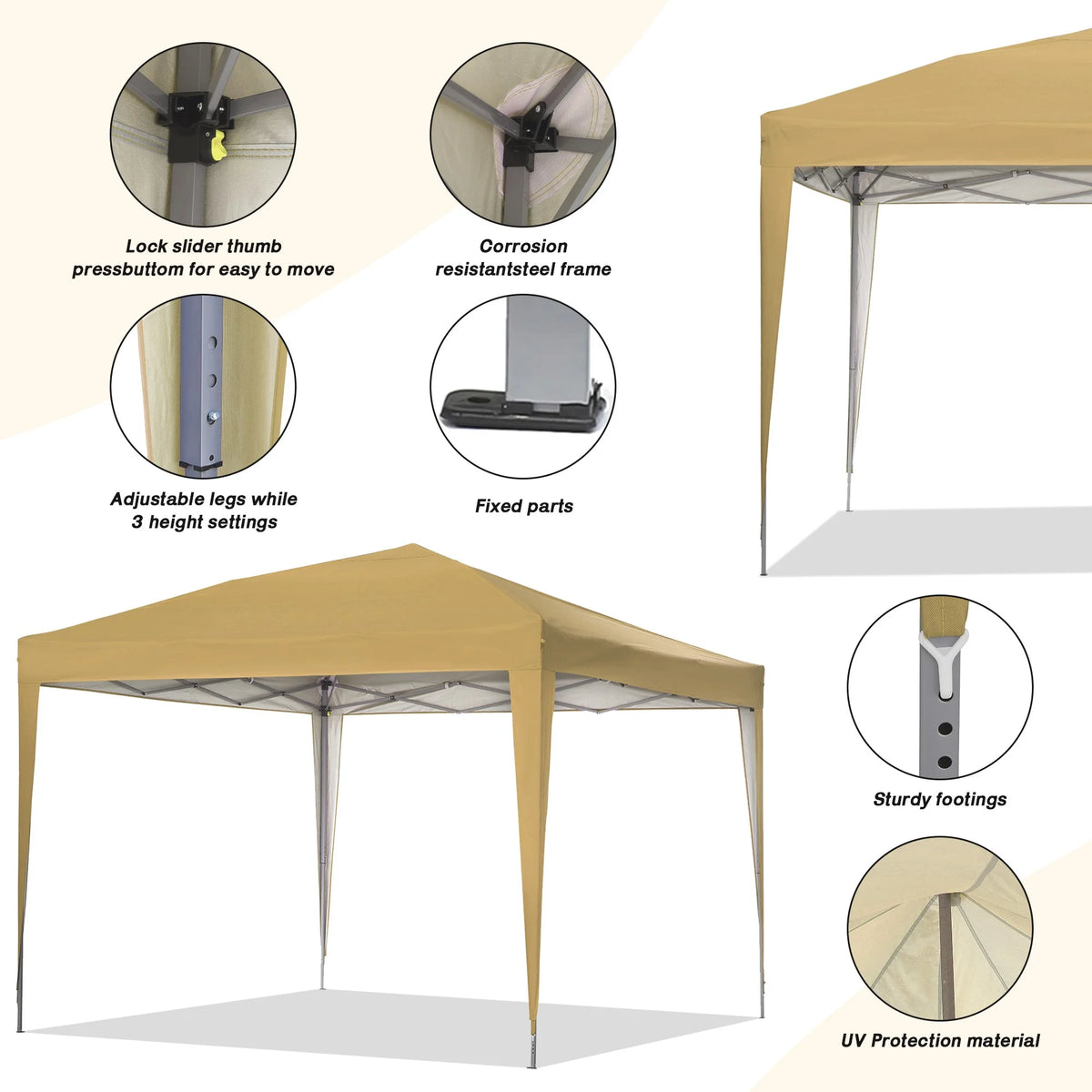 10 ft x 10 ft White Pop Up Canopy Tent with Carry Bag L6521
