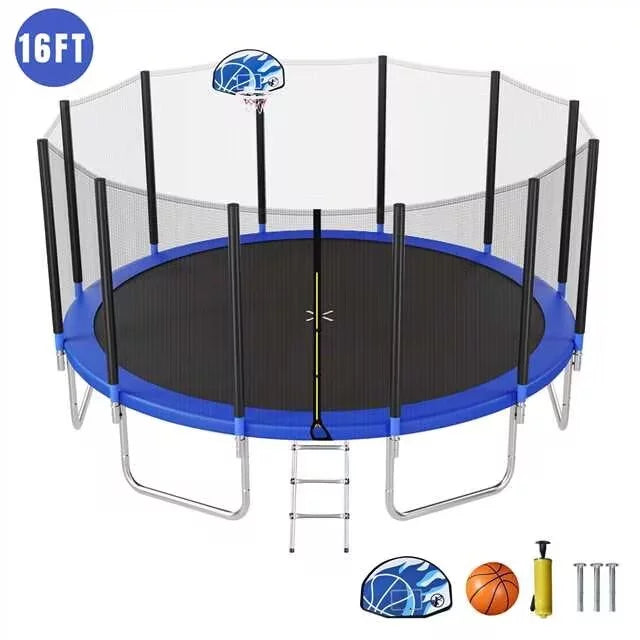 16FT Trampoline with Enclosure, Ladder, Basketball Hoop K508
