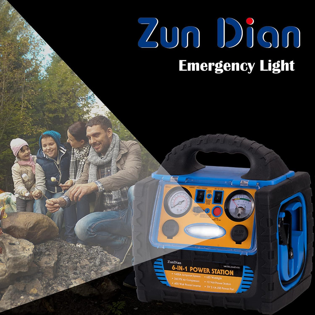 1400 Amp Battery Jump Starter with Air Compressor Car Tire Inflator, 110V 400W Power Inverter USB DC AC Outlet, 12V Emergency Auto Battery Booster Pack G206