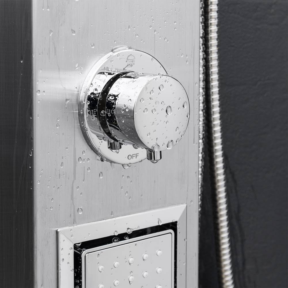 Stainless Steel Shower Panel System with Rainfall Shower Head and Handheld Shower Wand C972