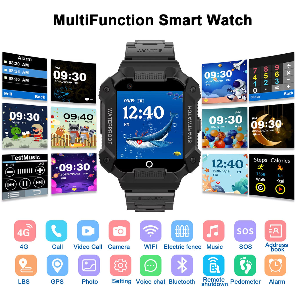 Black Kids Smart Watch with 4G SIM GPS D5433