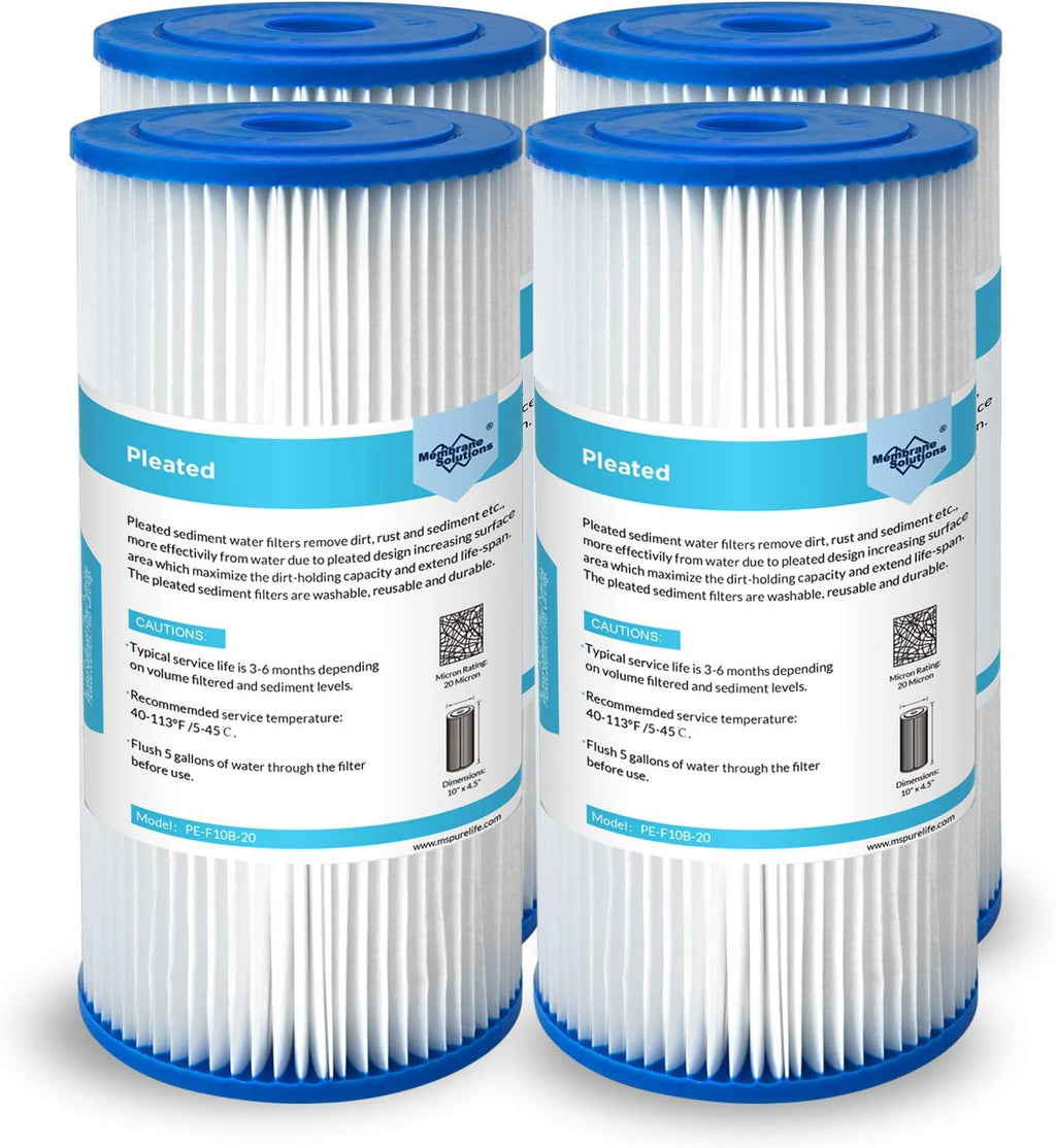 20 Micron Pleated Sediment Replacement Cartridge 10x4.5 (4 Pack) X124