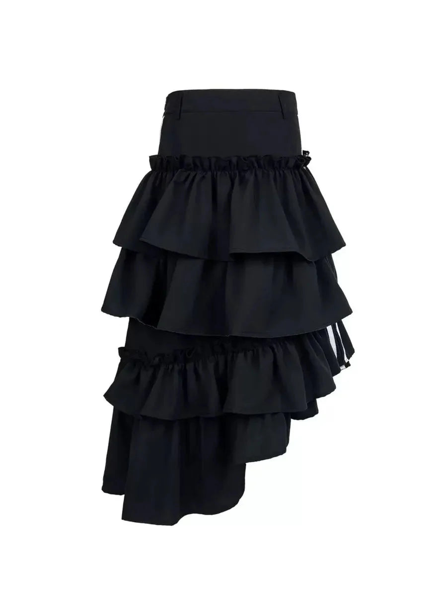 Striped Ruffle Irregular Midi Dress P985