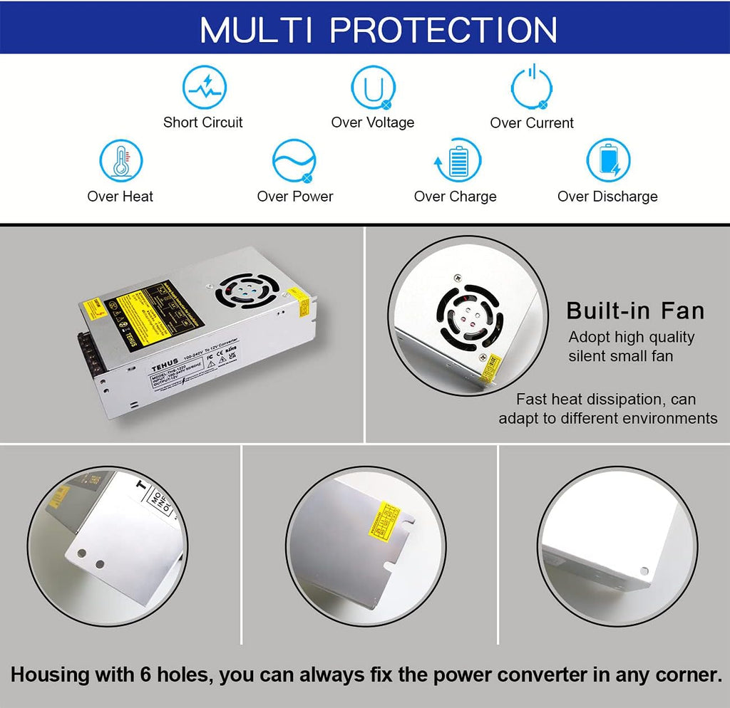 110V/220V to DC 12V 30A 360W Switching Power Supply F9144