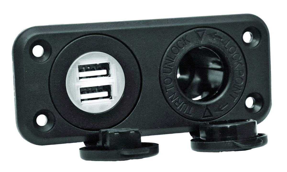 12V Receptacle with Dual USB Ports P442