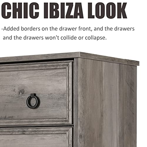 Gray 6 Drawer Dresser with Strip Lights U10348