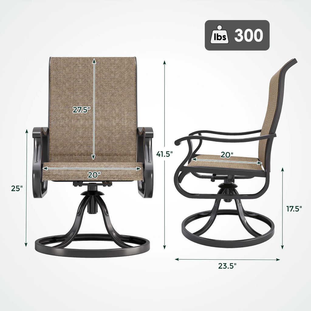 Khaki Swivel Outdoor Chairs Set of 2 Textilene H656632