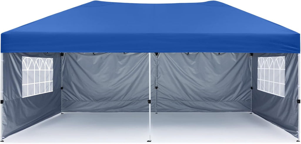 10X10Ft Pop up Canopy Tent Enclosed Instant Folding Canopy Shelter with Church Window Outdoor Pavilion Tent (Royal Blue) N98429