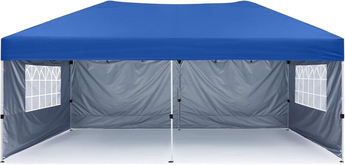 10X10Ft Pop up Canopy Tent Enclosed Instant Folding Canopy Shelter with Church Window Outdoor Pavilion Tent (Royal Blue) N98429
