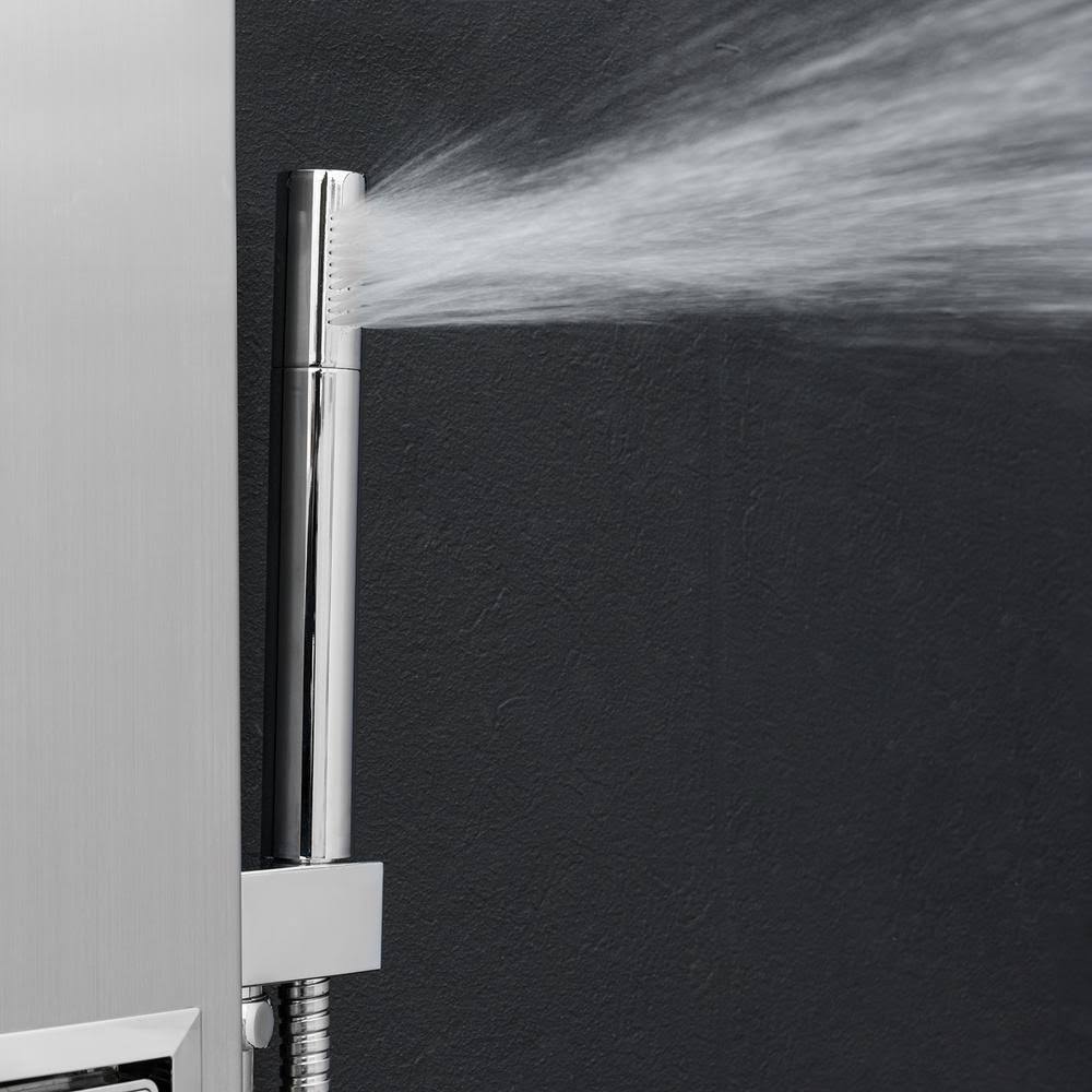 Stainless Steel Shower Panel System with Rainfall Shower Head and Handheld Shower Wand C972