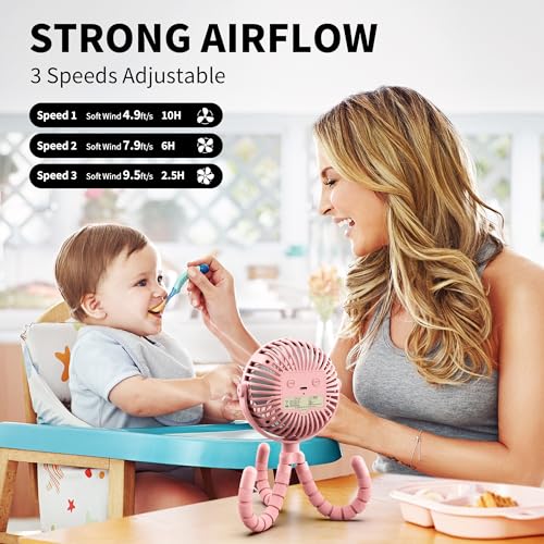 Battery Operated Stroller Fan Clip On Fan 3 Speeds Black X357157