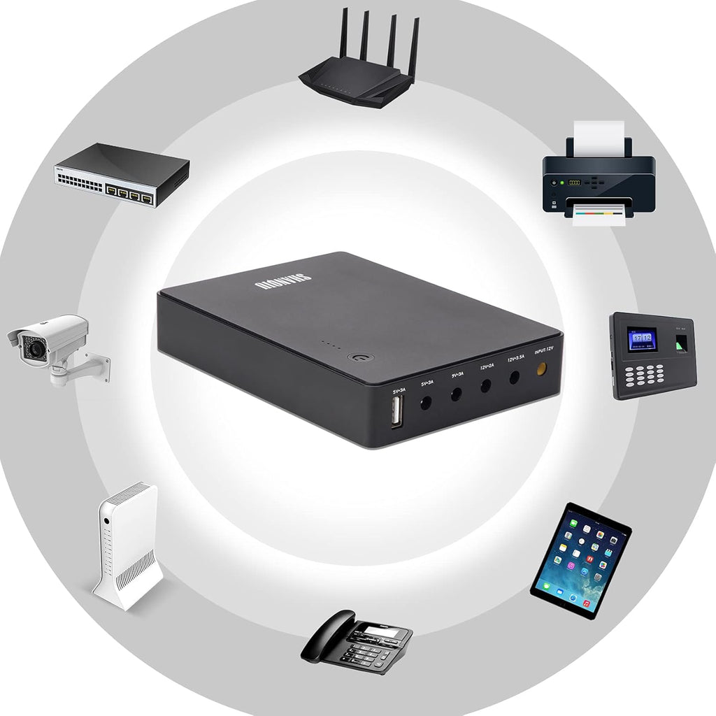 Mini UPS Battery Backup Uninterruptible Power Supply with 10000mAh Power Bank L966178