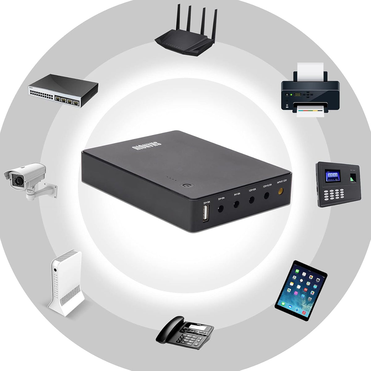 Mini UPS Battery Backup Uninterruptible Power Supply with 10000mAh Power Bank L966178