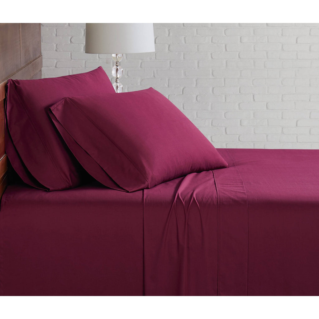 Burgundy Queen Cotton Sheet Set U4083