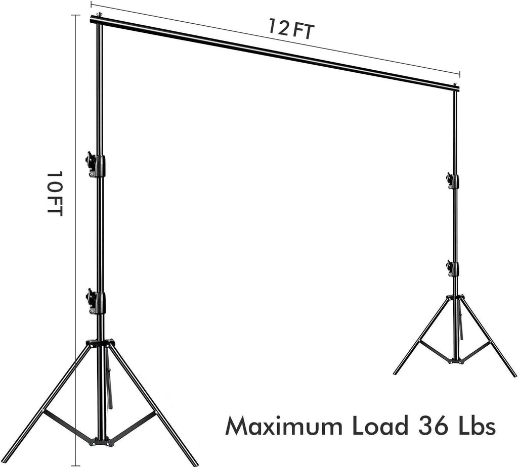 12ft x 10ft Heavy Duty Adjustable Photography Backdrop Stand Kit with Carry Bag P63035