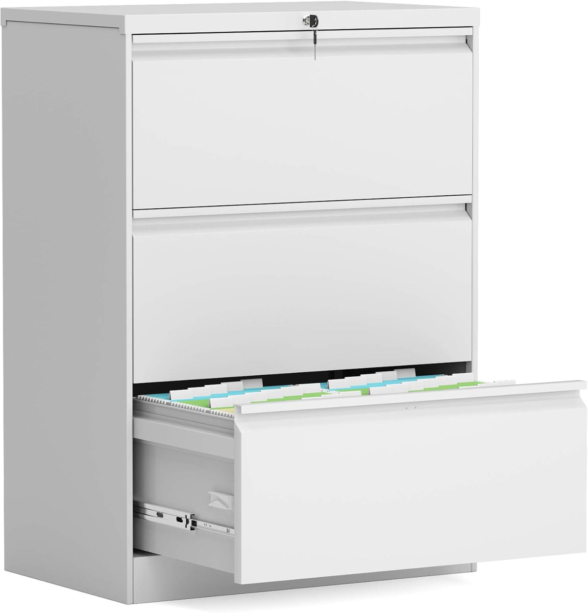Black 3 Drawer Metal Steel Lateral File Cabinet with Lock K570632