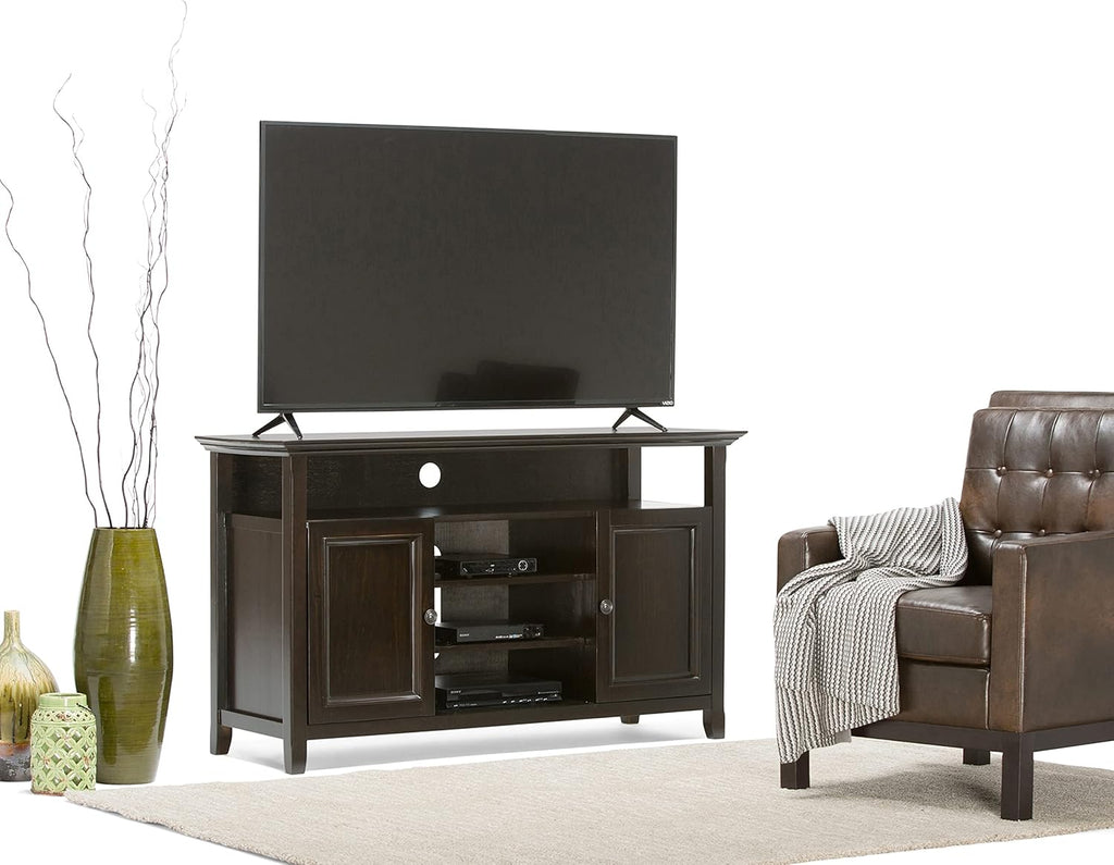 Solid Wood TV Media Stand with Storage Cabinet and Shelves X676