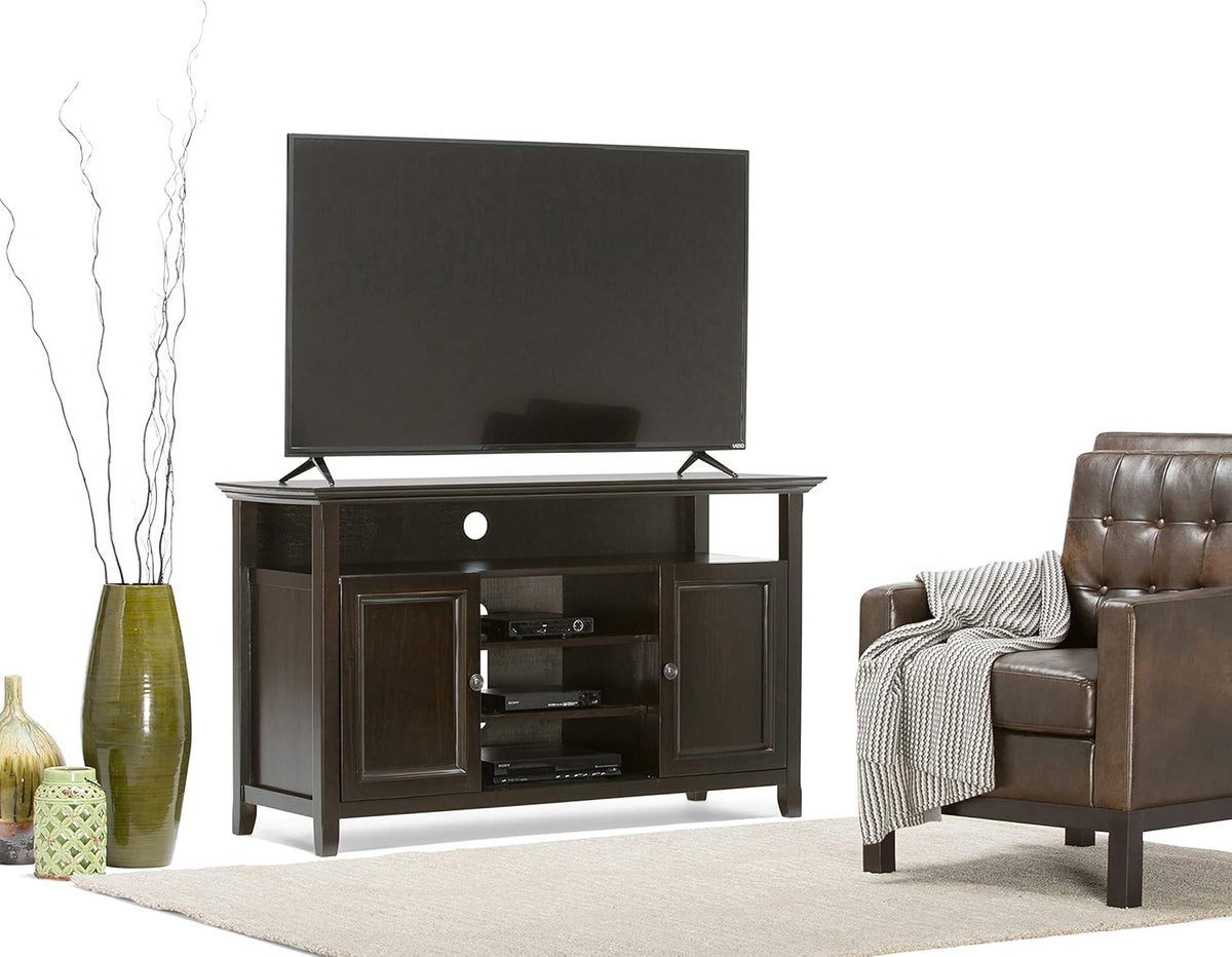 Solid Wood TV Media Stand with Storage Cabinet and Shelves X676