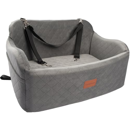 Large Dog Car Seat with Memory Foam Cushion and Storage Pockets (Black) I581