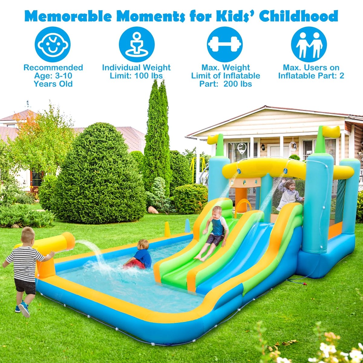 Inflatable Water Slide Park with Double Slides Splash Pool N275034