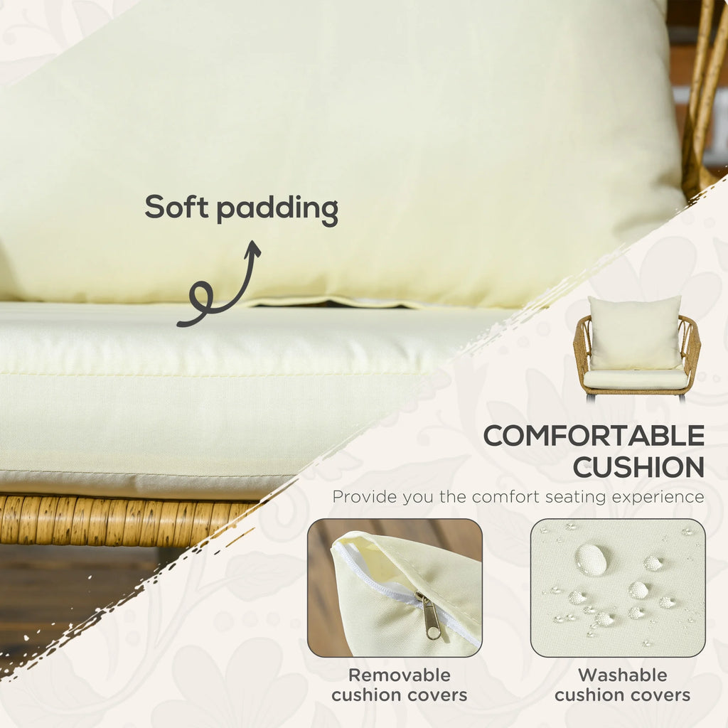 White 3 Piece Patio Rocking Chair Set with Cushions and Glass Top Z141